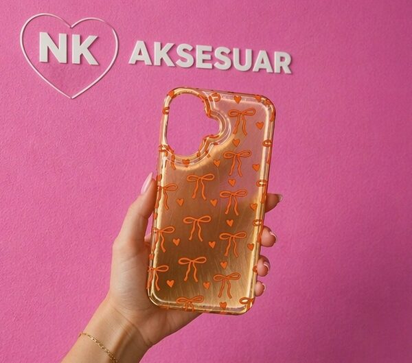 iPhone 17 Fiyonklu Turuncu Kılıf