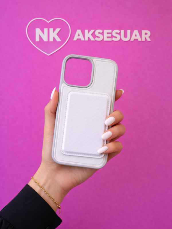 iPhone 16 Pro Cüzdanlı Magcase –Beyaz Renk
