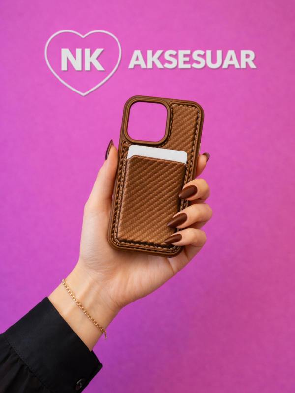 iPhone 16 Pro Cüzdanlı Magcase –Kahverengi Renk