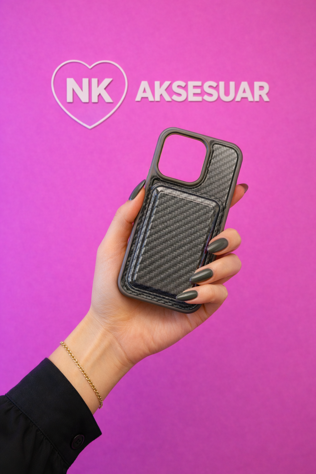 iPhone 16 Pro Cüzdanlı Magcase –Natural Titanium Renk